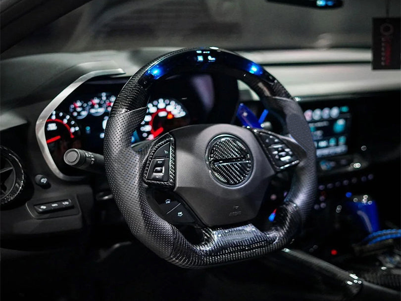 Digital Carbon Fiber Steering Wheel with LED Dash Display for Chevrolet Camaro  2016-2024