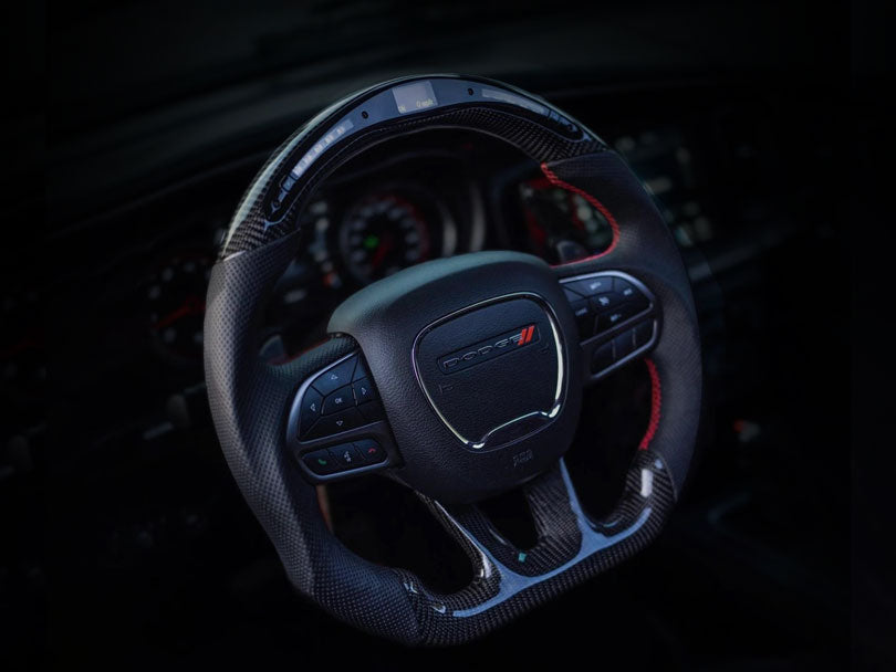 Digital Carbon Fiber Steering Wheel with LED Dash Display for Dodge Charger 2015-2023 - Cars Mania