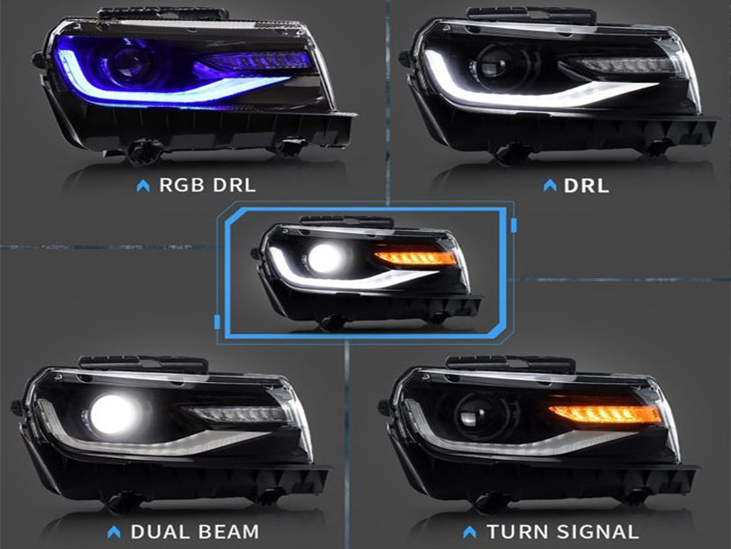 2018 Style RGB DRL Projector LED Headlights for Chevrolet Camaro 2010-2015