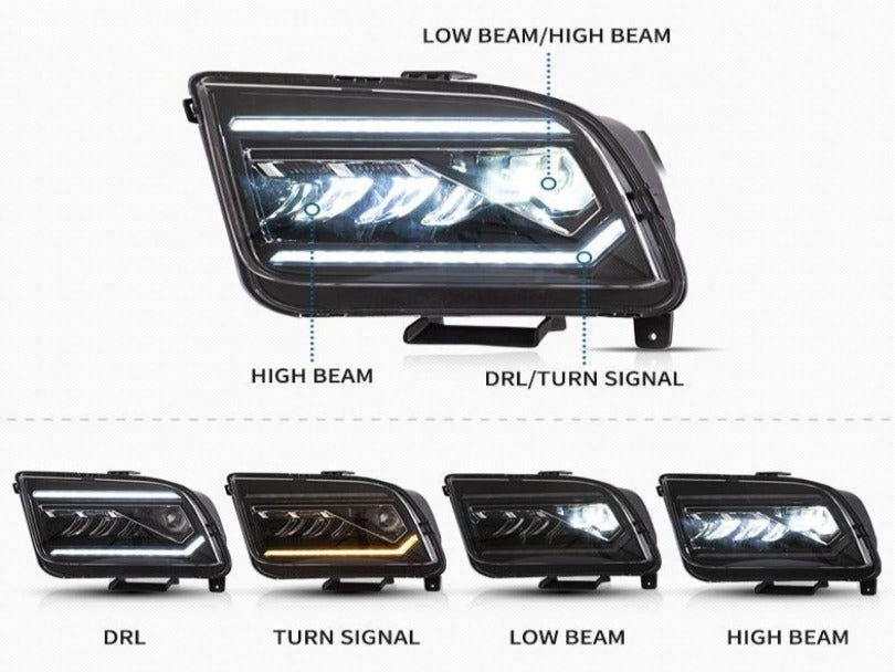 Valand Style LED Bar Projector Headlights Headlights for Ford Mustang 2010-2014 - Cars Mania